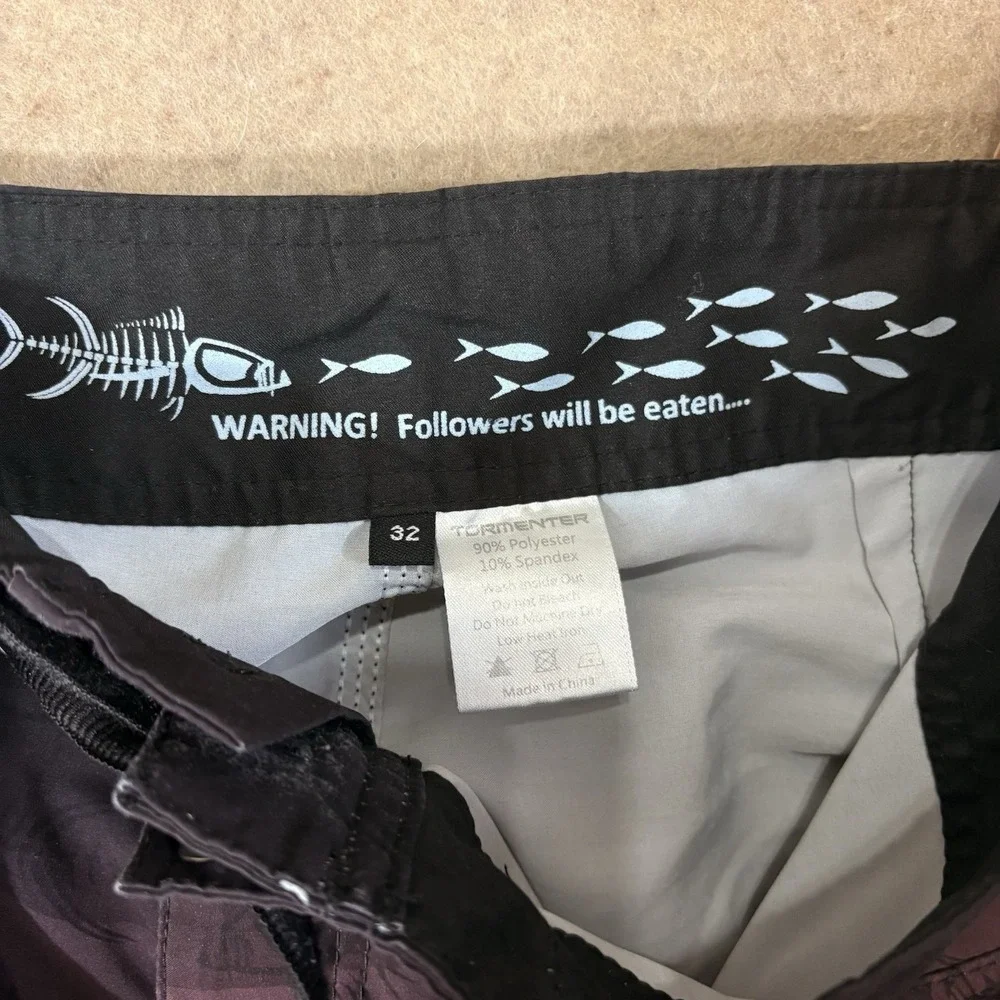 Tormenter‎ Board Shorts Mens Sz 32 Ombre Purple Fish Scales Pockets Stretch